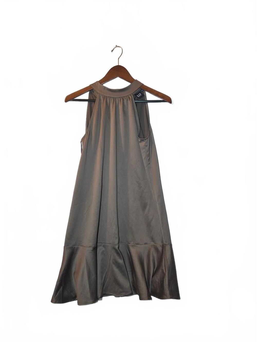 Gap Brown Satin Halter Neck Drop Hem Midi Dress